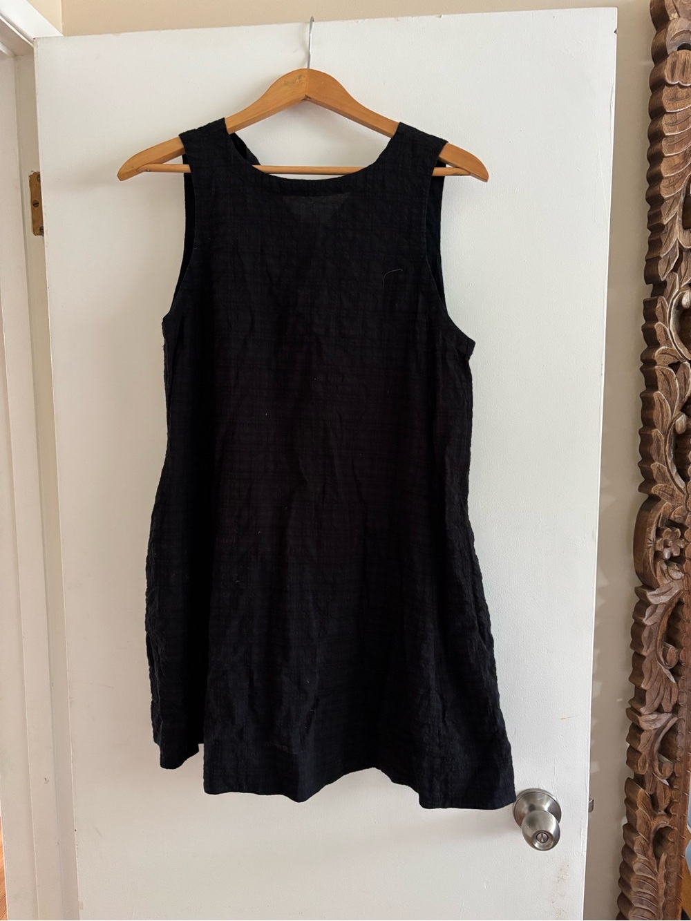 Frank & Oak Black Sleeveless Mini Shift Dress